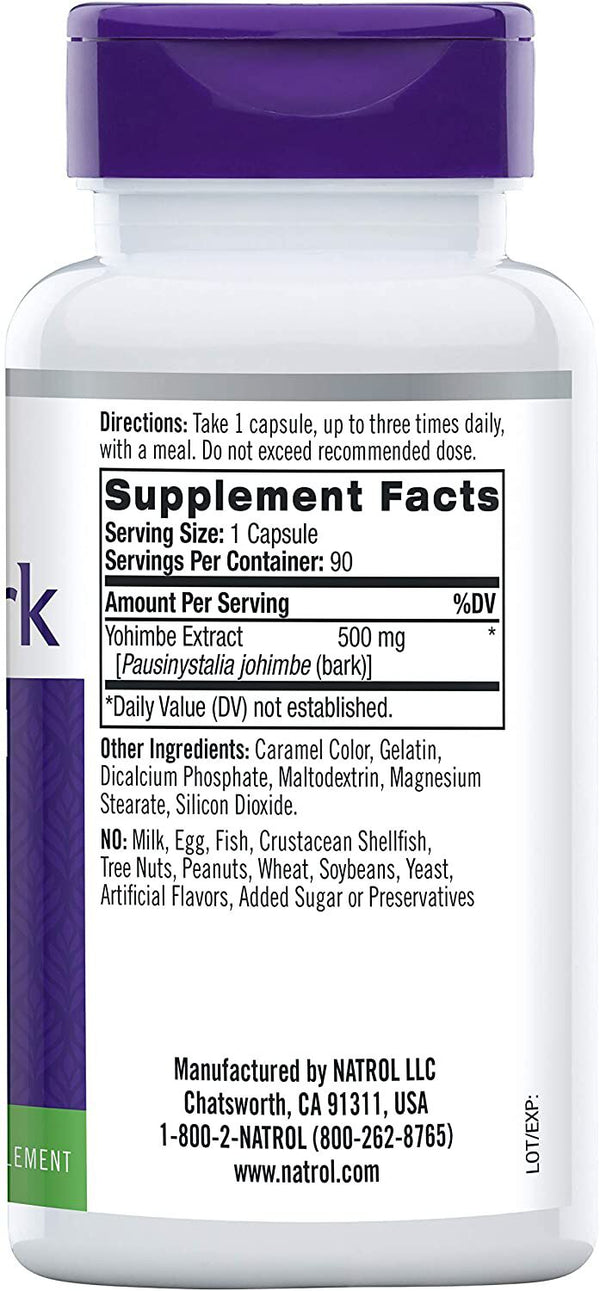 Natrol Yohimbe Bark 500mg 90 capsules