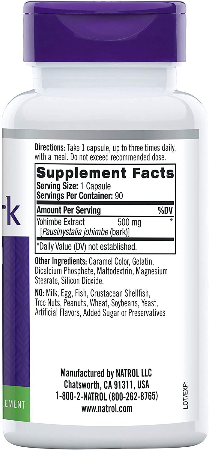 Natrol Yohimbe Bark 500mg 90 capsules